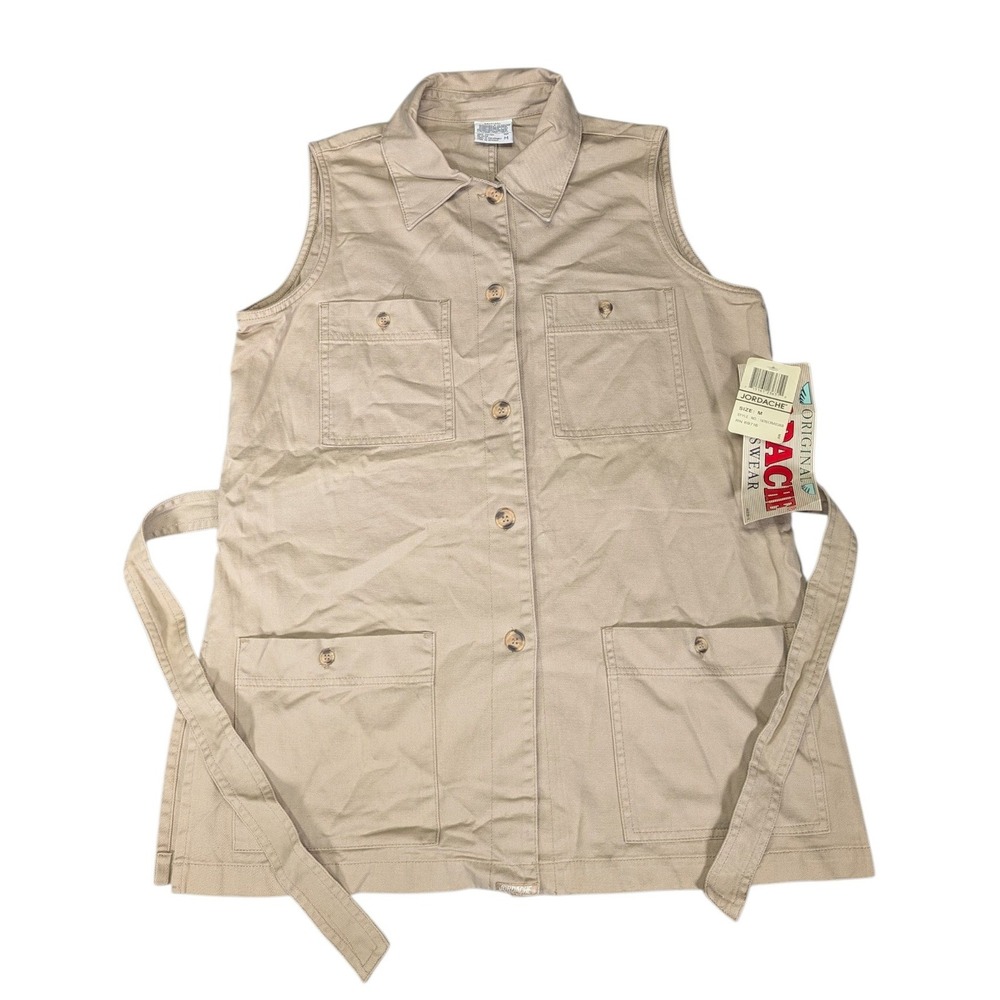 Jordache Womens Khaki Cotton Utility Safari Vest Belted Size M NWT 167013M026B